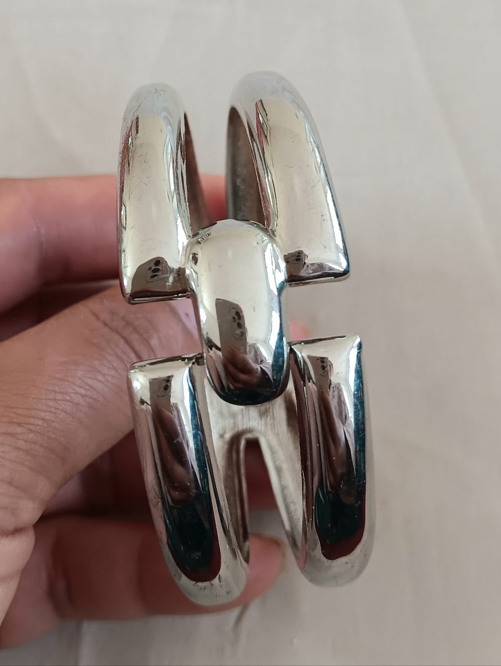 Chunky Silver Link Cuff Bracelet 7.5"